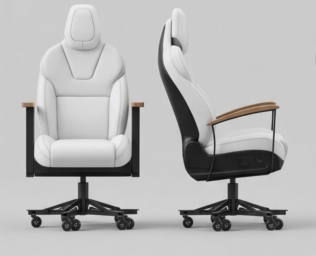 AutoStuhl No. 01 white edition, front and profile