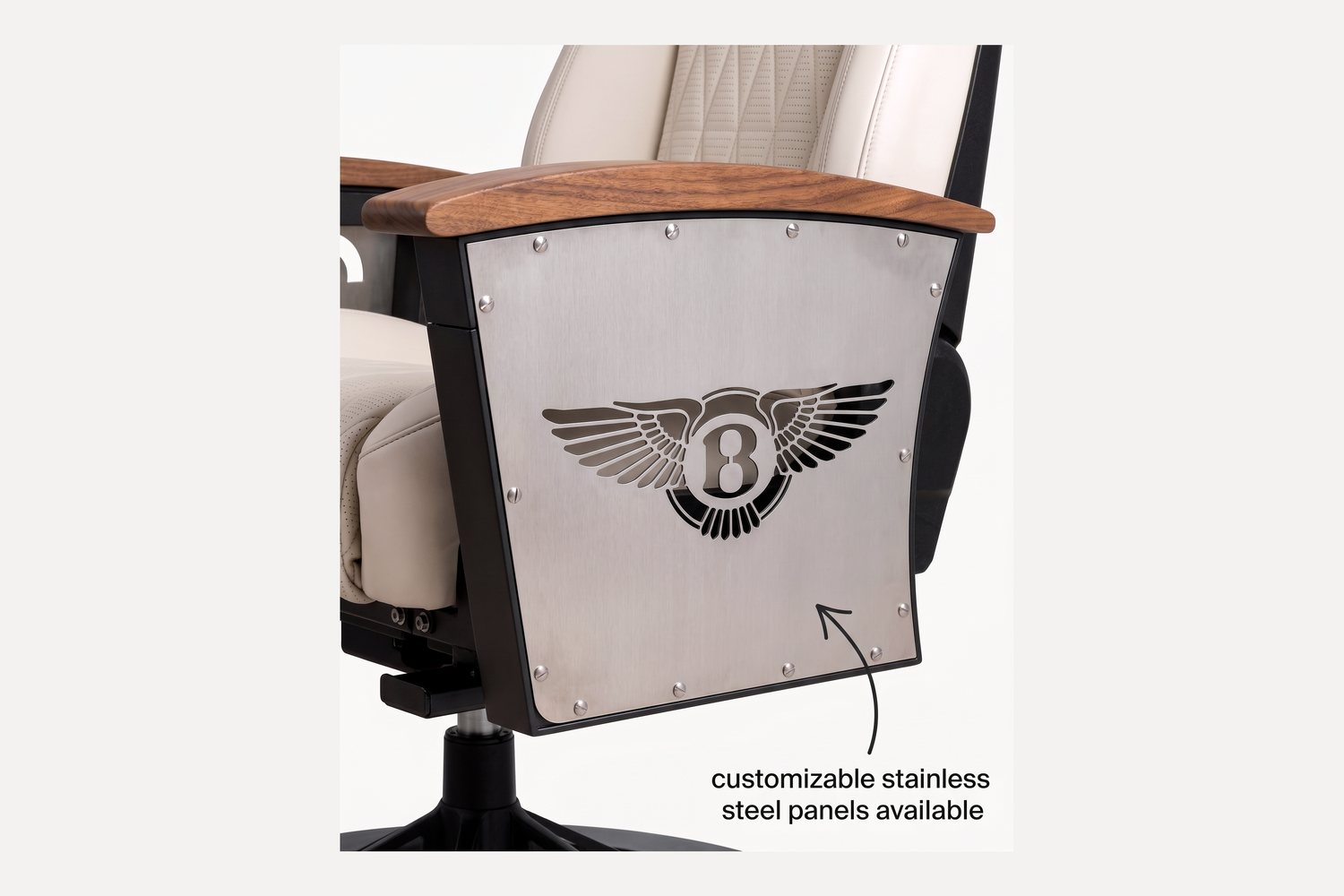 Laser-cut stainless steel Signature Panel for the AutoStuhl Bentley Flying Spur — The Flying Spur Executive Edition