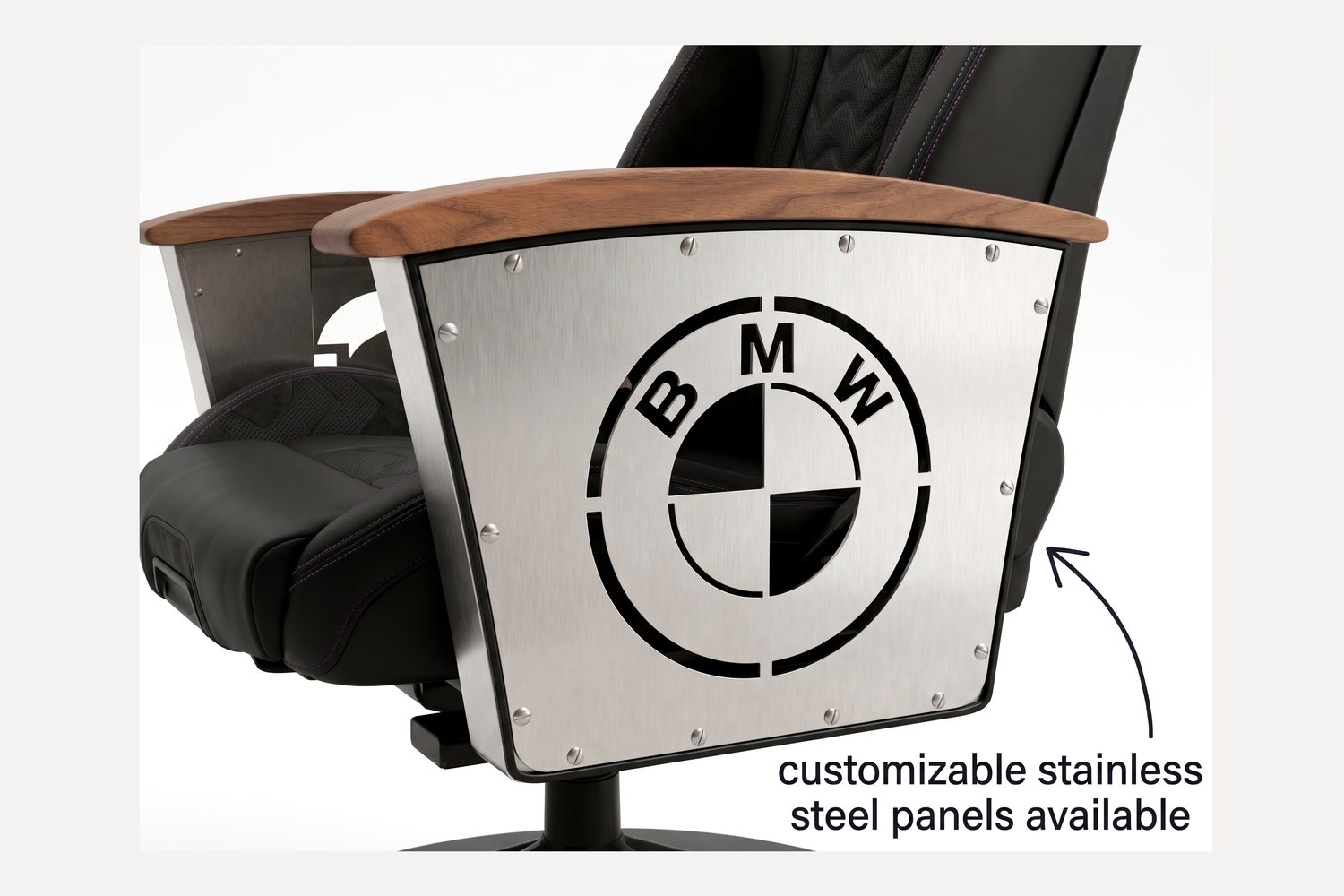 Laser-cut stainless steel Signature Panel for the AutoStuhl BMW M3 — The Black Edition