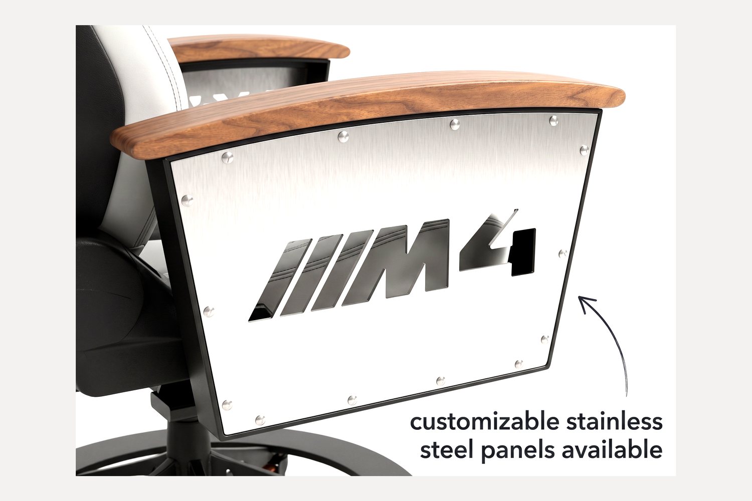 Laser-cut stainless steel Signature Panel for the AutoStuhl BMW M4 — The München Silverstone Edition