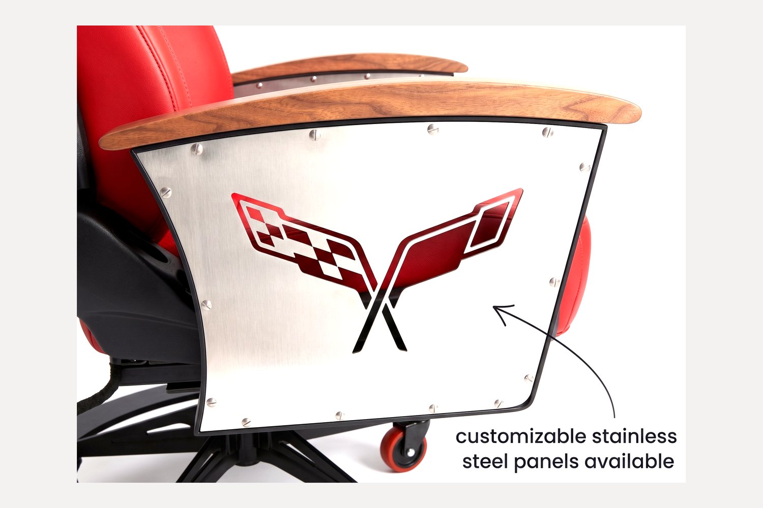 Laser-cut stainless steel Signature Panel for the AutoStuhl Corvette C7 Z06 — The Redline Edition