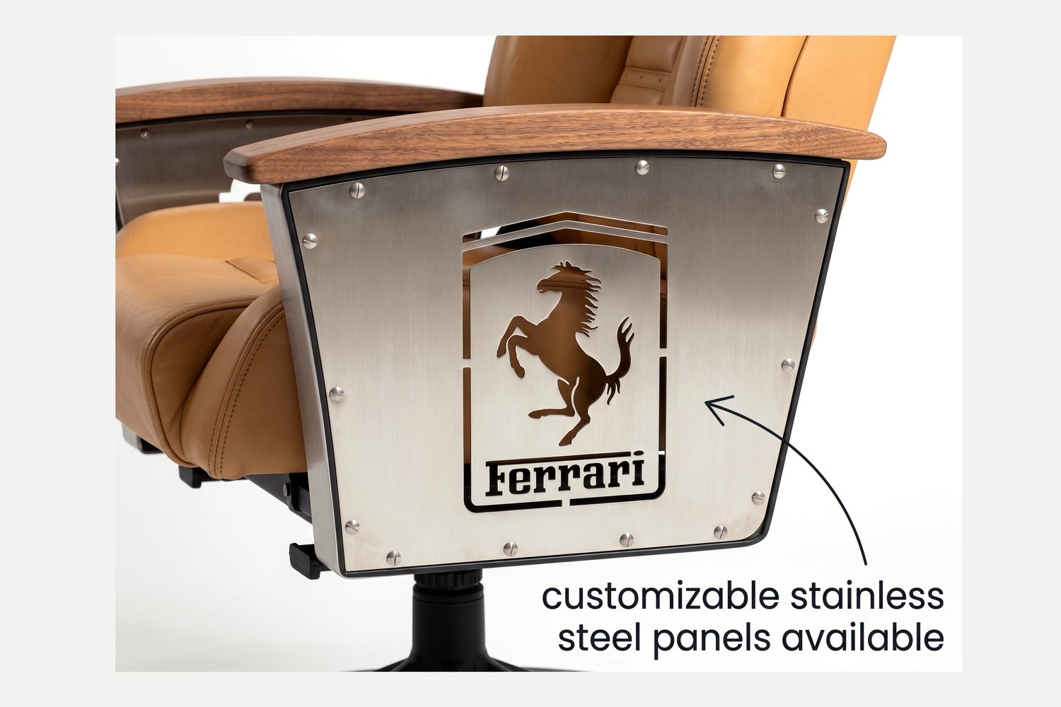 Laser-cut stainless steel Signature Panel for the AutoStuhl Ferrari 360 — The Modena Patina Edition