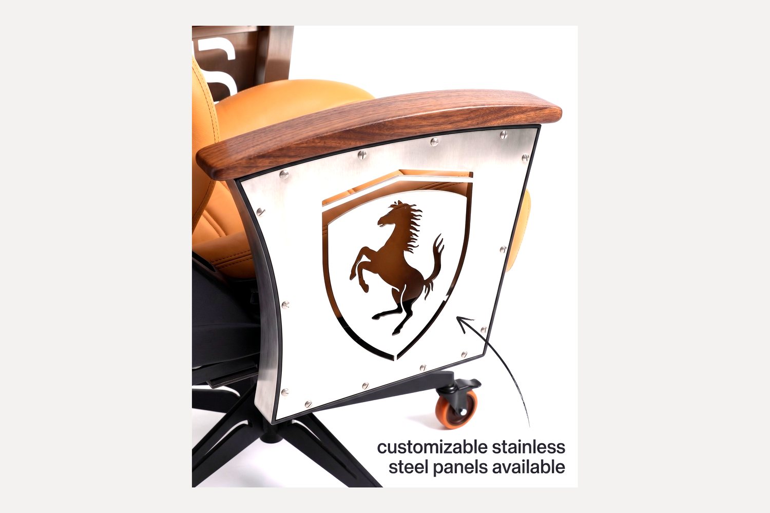 Laser-cut stainless steel Signature Panel for the AutoStuhl Ferrari F355 — The Berlinetta Edition