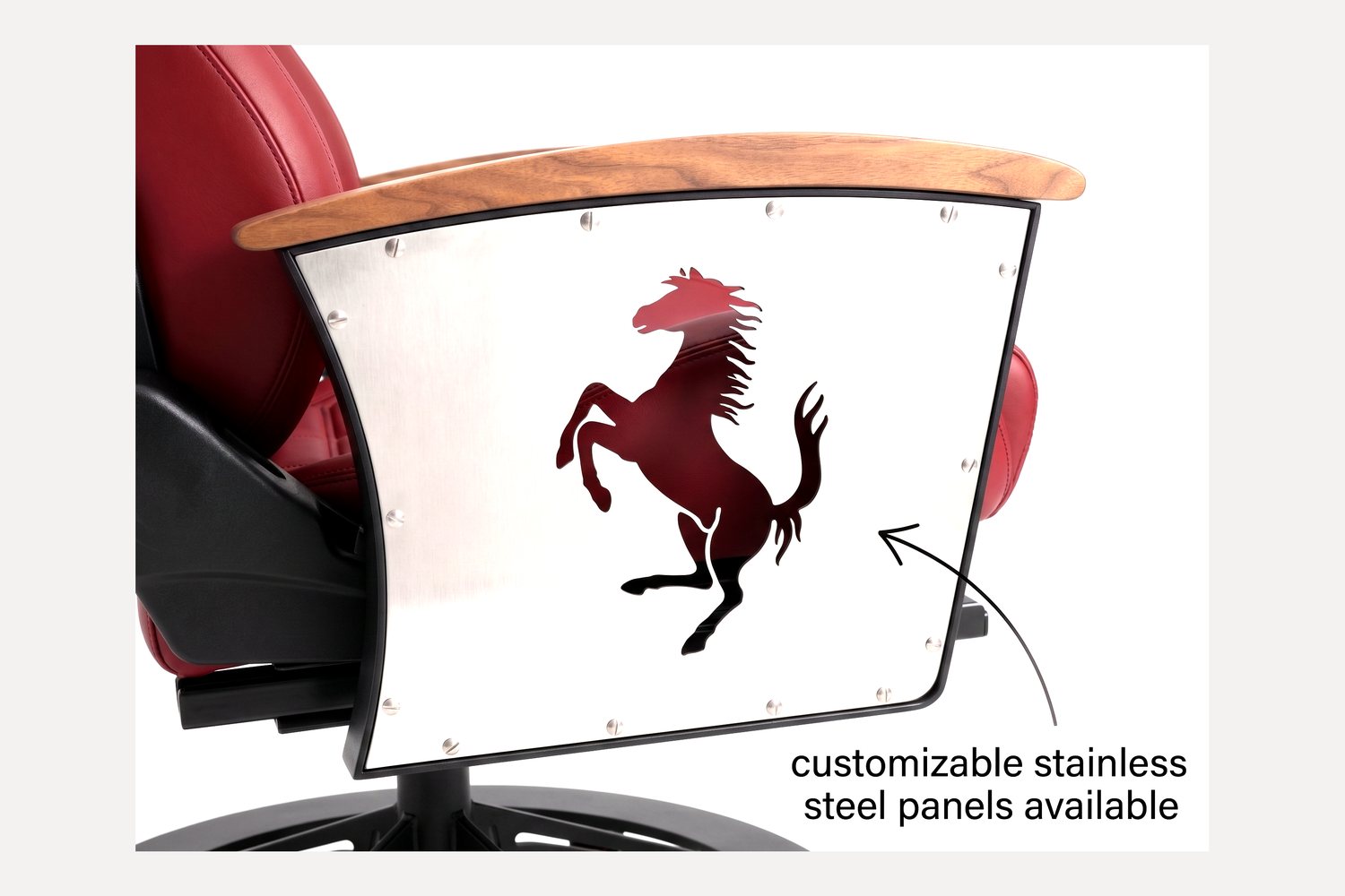 Laser-cut stainless steel Signature Panel for the AutoStuhl Ferrari F430 — Carbon Fiber Racing