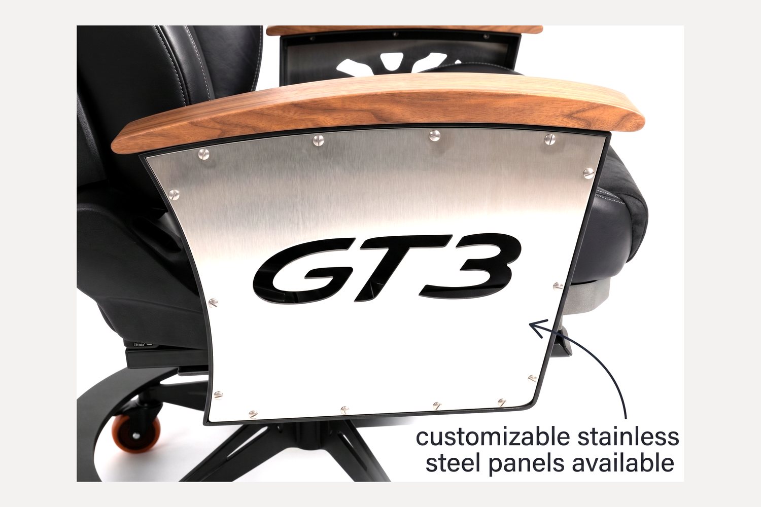 Laser-cut stainless steel Signature Panel for the AutoStuhl Porsche 911 GT3 (991) — The 991 GT3 Commission