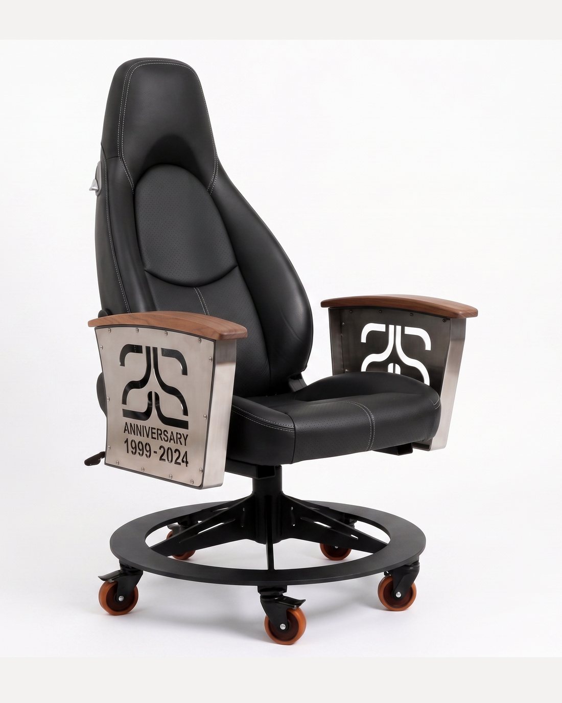 Porsche 911 car-seat office chair by AutoStuhl — The Stuttgart Leather Edition, view 4
