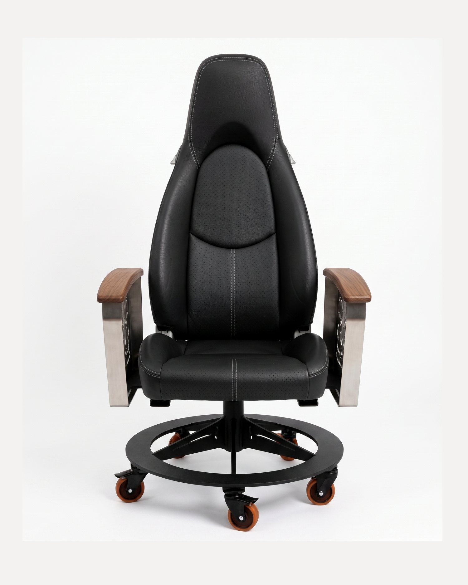 AutoStuhl Porsche 911 office chair built from a genuine Porsche 911 car seat — The Stuttgart Leather Edition
