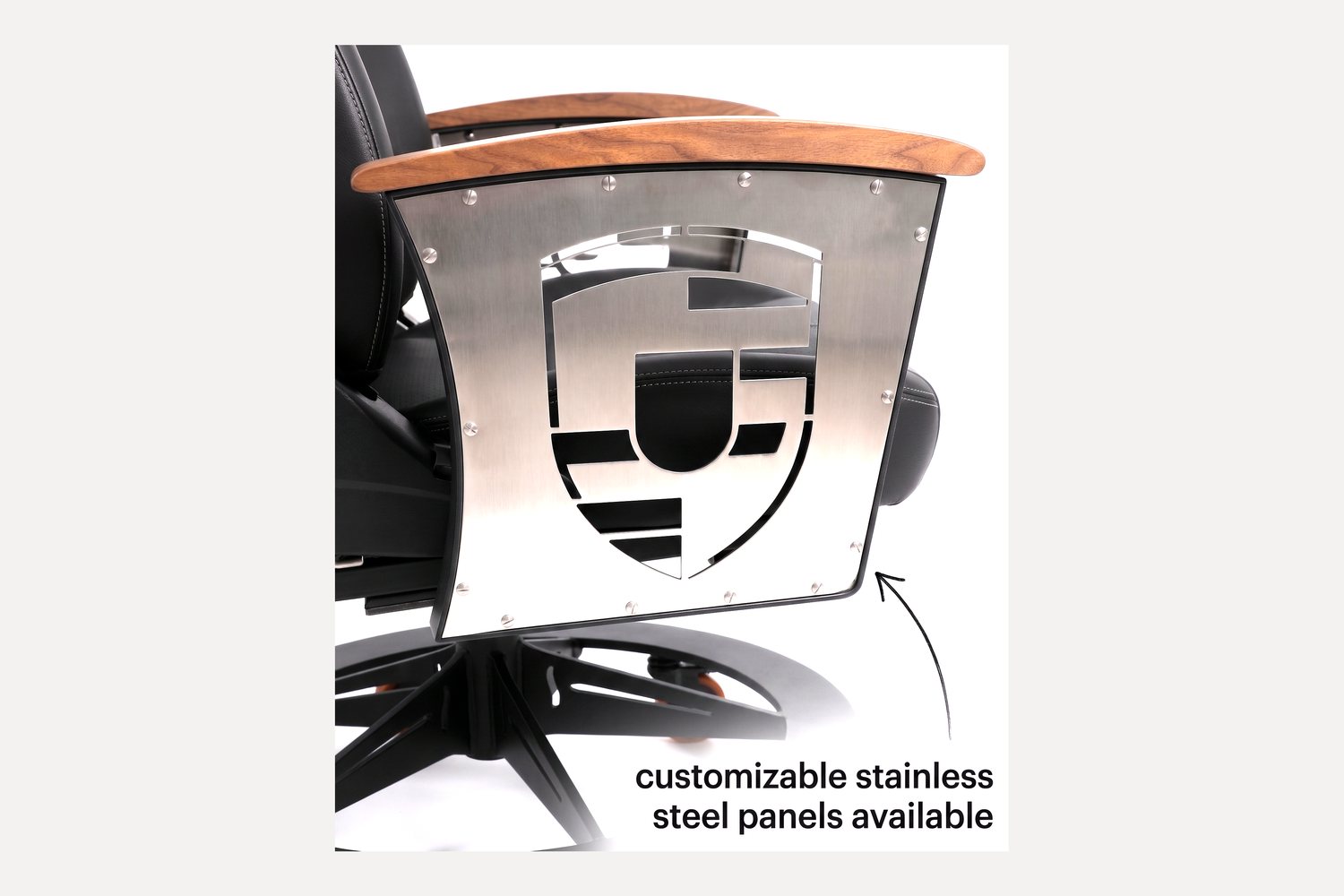 Laser-cut stainless steel Signature Panel for the AutoStuhl Porsche 911 — The Stuttgart Leather Edition